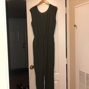 Zara khaki jumpsuit with pocket and cuffed hem